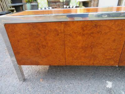  Pace Collection Magnificent XL Leon Rosen Pace Collection Burl Chrome Credenza Mid Century