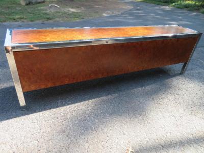  Pace Collection Magnificent XL Leon Rosen Pace Collection Burl Chrome Credenza Mid Century