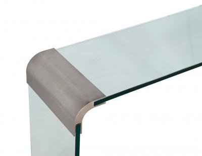  Pace Collection Mid Century Modern Curved Glass and Stainless Steel Console Table by PACE
