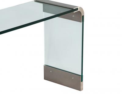  Pace Collection Mid Century Modern Curved Glass and Stainless Steel Console Table by PACE