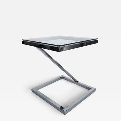  Pace Collection Mid century Pace Collection Z Chrome Glass Side Table