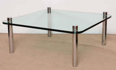  Pace Collection Minimalist Pace Style Chrome and Glass Cocktail table