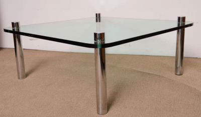 Pace Collection Minimalist Pace Style Chrome and Glass Cocktail table