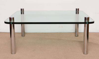  Pace Collection Minimalist Pace Style Chrome and Glass Cocktail table