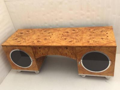  Pace Collection Olive Burl Credenza Desk by Leon Rosen for Pace Collection