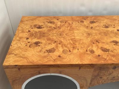  Pace Collection Olive Burl Credenza Desk by Leon Rosen for Pace Collection