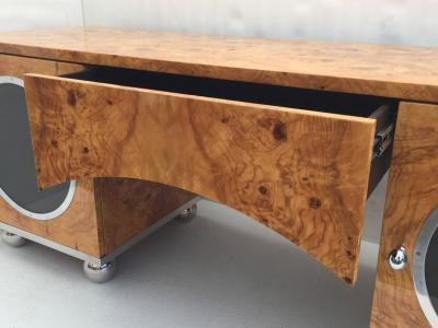  Pace Collection Olive Burl Credenza Desk by Leon Rosen for Pace Collection