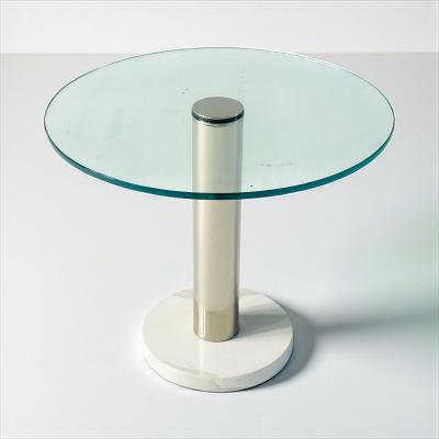  Pace Collection PACE Collection Carrara Marble Chrome and Glass Side End Table 1970