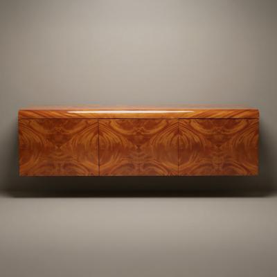  Pace Collection Pace Collection Floating Credenza Sideboard Console in High Gloss Burlwood
