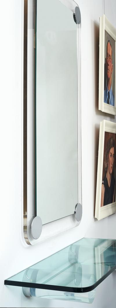  Pace Collection Pace Collection Mirror and Lucite Shelf c 1970s