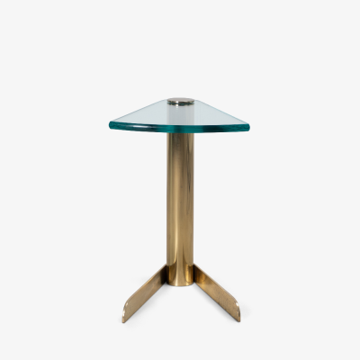 Pace Collection Pace Collection Wedge Accent Cigar Drinks Table in Polished Brass by Leon Rosen