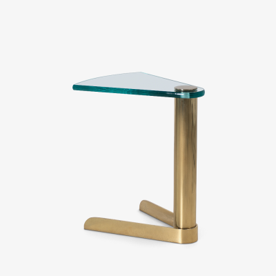 Pace Collection Pace Collection Wedge Accent Cigar Drinks Table in Polished Brass by Leon Rosen