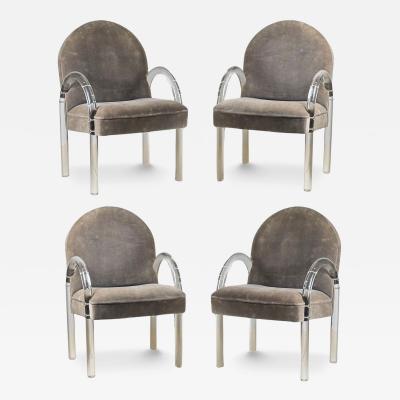  Pace Collection Set of 4 Comfortable Lucite Game Table Chairs by Leon Rosen for Pace Collection