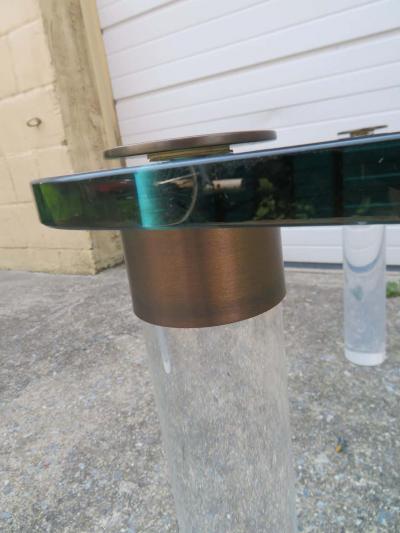  Pace Collection Stunning Lucite Bronze and Glass Cocktail Table Leon Rosen for Pace