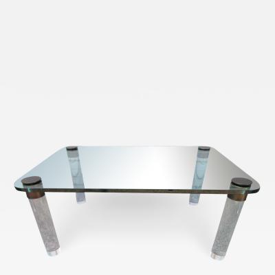  Pace Collection Stunning Lucite Bronze and Glass Cocktail Table Leon Rosen for Pace