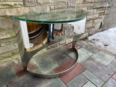  Pace Collection Stunning Pace Collection Heavy Chrome Demilune Console Table Mid Century