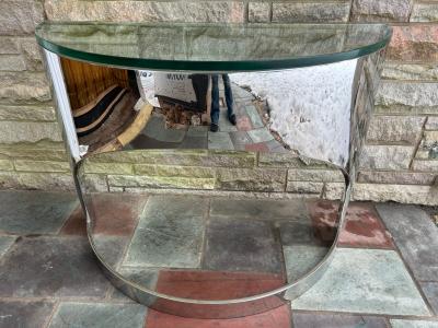  Pace Collection Stunning Pace Collection Heavy Chrome Demilune Console Table Mid Century