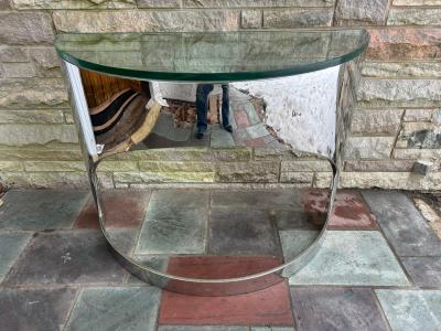  Pace Collection Stunning Pace Collection Heavy Chrome Demilune Console Table Mid Century