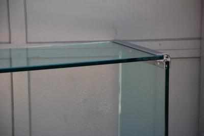  Pace Collection Thick Glass and Chromed Bronze Bracket Console by Leon Rosen for Pace Collection