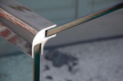  Pace Collection Thick Glass and Chromed Bronze Bracket Console by Leon Rosen for Pace Collection