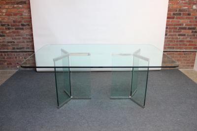  Pace Collection Vintage Plate Glass and Chrome Dining Table Model 6060 by Leon Rosen for Pace