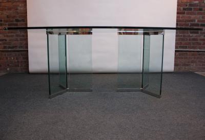  Pace Collection Vintage Plate Glass and Chrome Dining Table Model 6060 by Leon Rosen for Pace