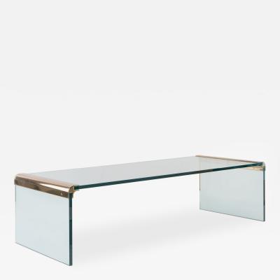  Pace Collection Waterfall Cocktail Table in Glass Brass by Leon Rosen for Pace Collection