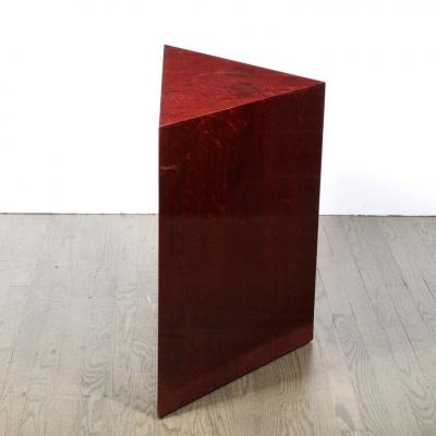  Pace Furniture Co Modernist Geometric Triangular Side Accent Table in Burled Walnut by Pace