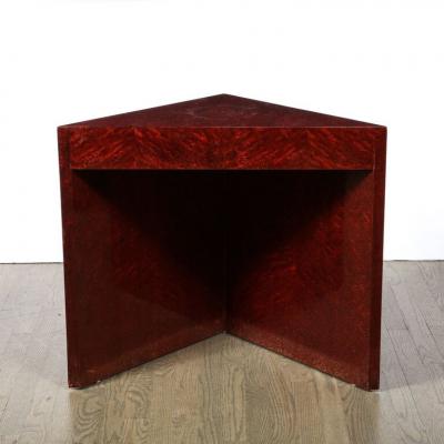  Pace Furniture Co Modernist Geometric Triangular Side Accent Table in Burled Walnut by Pace