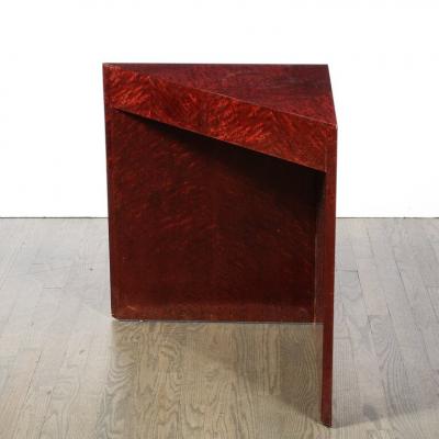  Pace Furniture Co Modernist Geometric Triangular Side Accent Table in Burled Walnut by Pace