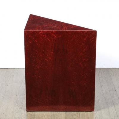 Pace Furniture Co Modernist Geometric Triangular Side Accent Table in Burled Walnut by Pace