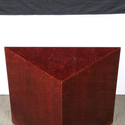  Pace Furniture Co Modernist Geometric Triangular Side Accent Table in Burled Walnut by Pace