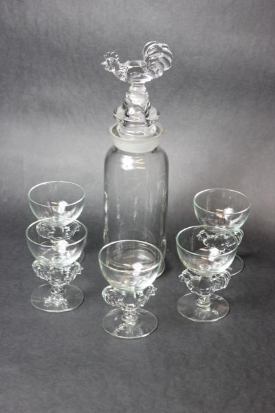  Paden City Glass Art Deco Cocktail Mixer and 5 Glasses by Paden City Glass 1935 United States