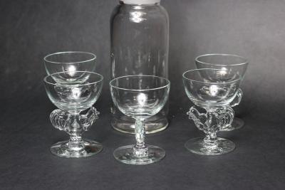  Paden City Glass Art Deco Cocktail Mixer and 5 Glasses by Paden City Glass 1935 United States