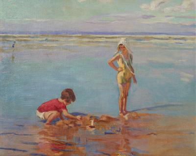  Painting With Figures In A Tidal Pool