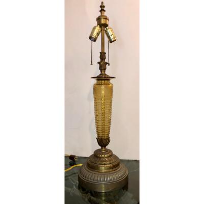  Pairpoint Glassworks Antique Hawkes Pairpoint Amber Crystal Table Lamp