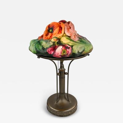  Pairpoint Glassworks Antique Pairpoint Puffy Tri Color Poppy Lamp