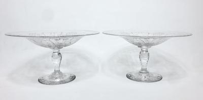  Pairpoint Glassworks Pair of Pairpoint Engraved Rock Crystal Compotes United States 1920