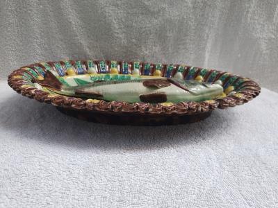  Palissy Ware Palissy Majolica 109 French Palissy Majolica Platter with Fish high quality piece 