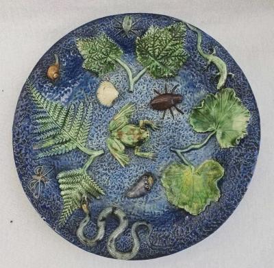  Palissy Ware Palissy Majolica 47 Palissy French Majolica plate 