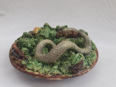 Palissy Ware Palissy Majolica 64 Portuguese Palissy majolica plate rare for having a mouse 