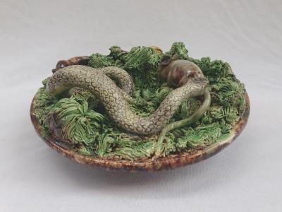  Palissy Ware Palissy Majolica 64 Portuguese Palissy majolica plate rare for having a mouse 