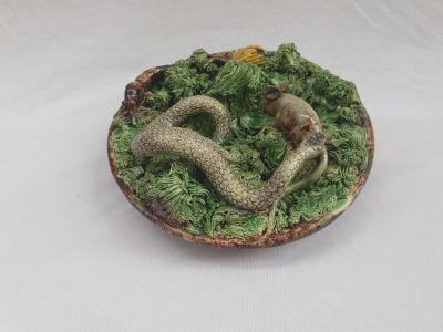  Palissy Ware Palissy Majolica 64 Portuguese Palissy majolica plate rare for having a mouse 