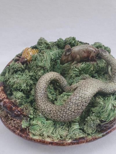 Palissy Ware Palissy Majolica 64 Portuguese Palissy majolica plate rare for having a mouse 