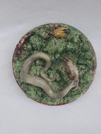  Palissy Ware Palissy Majolica 64 Portuguese Palissy majolica plate rare for having a mouse 
