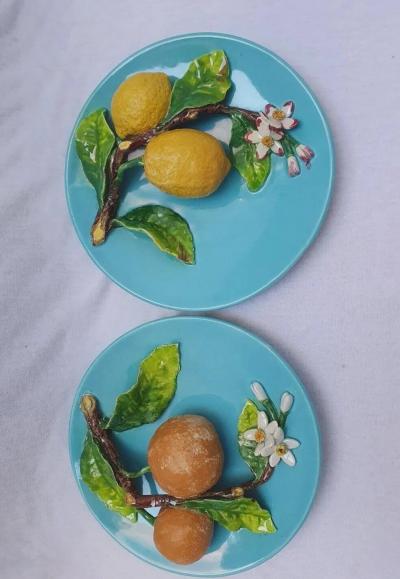  Palissy Ware Palissy Majolica 73 Palissy Majolica French menton pair dishes