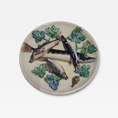  Palissy Ware Palissy Majolica Barbizet French Palissy Majolica Platter with Fish high quality piece 