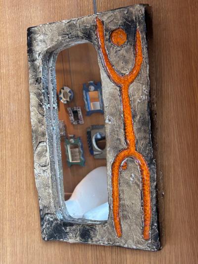  Palissy Ware Palissy Majolica Ceramic mirror by Galerie Palissy France 1960s