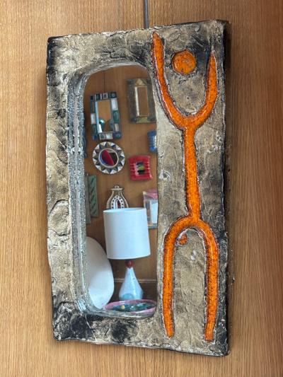  Palissy Ware Palissy Majolica Ceramic mirror by Galerie Palissy France 1960s