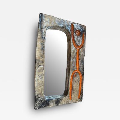  Palissy Ware Palissy Majolica Ceramic mirror by Galerie Palissy France 1960s